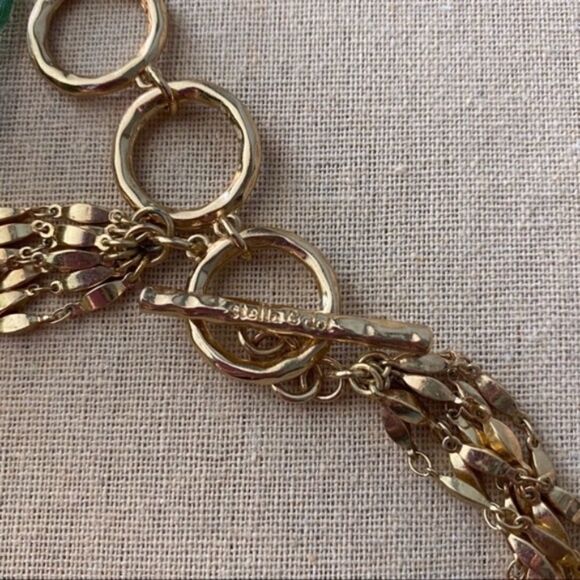 🎃 Stella & Dot NWOT Calliah Statement Necklace Turquoise Gold - Picture 7 of 9